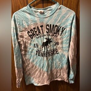 Great Smoky Mountains Blue and White tie-dye, Long Sleeve Shirt